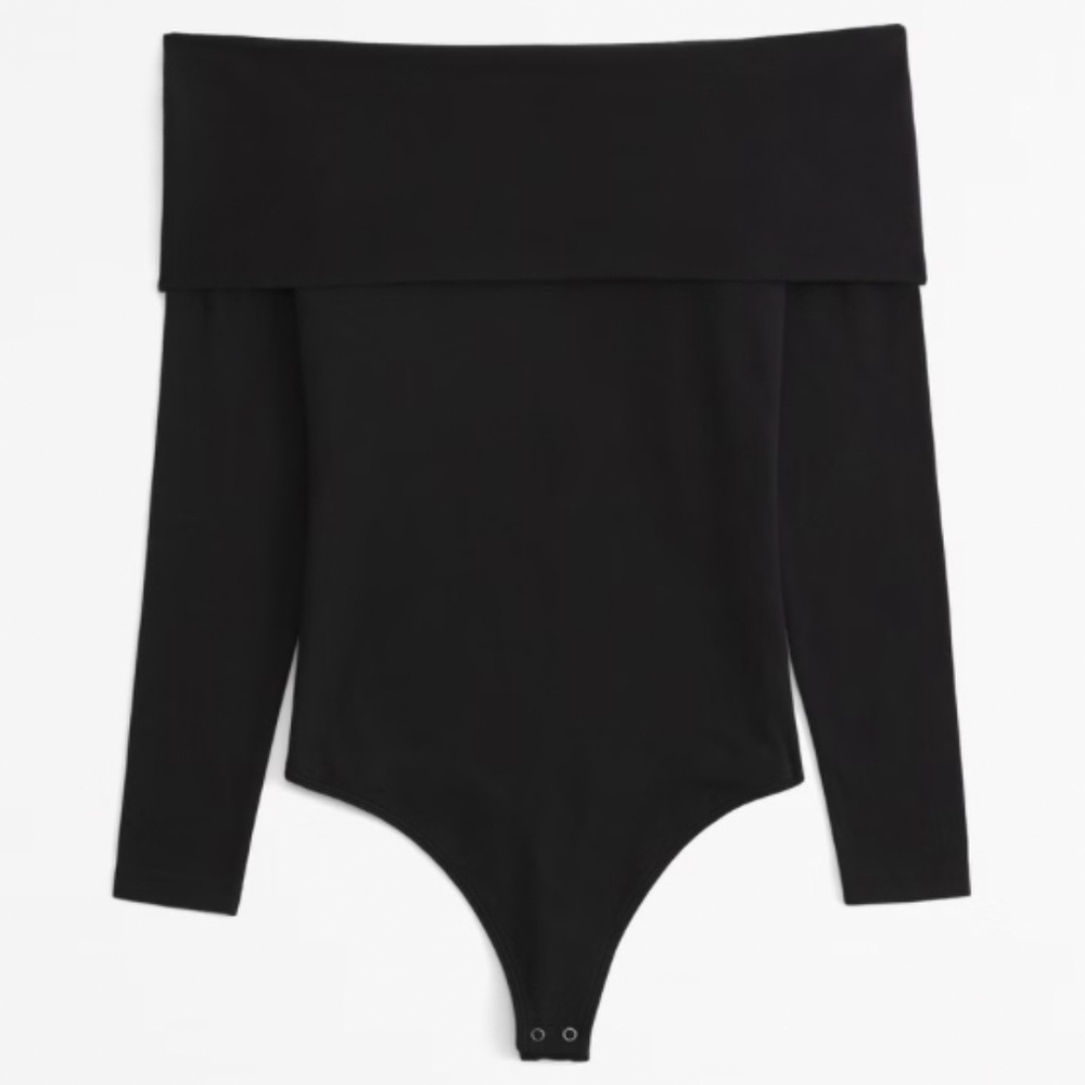 Long-Sleeve Cotton-Blend Seamless Fabric Off-The-Shoulder Bodysuit